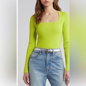 NWT Open Edit Luce Sculpt Square Neck Long sleeve